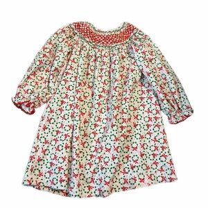 Petit Bebe 18 month hand smocked soft Christmas dress